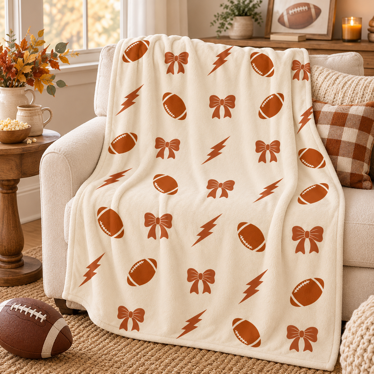 Football Blanket, Game Day Flannel Throw, Coquette Bow Football Blanket, Sports Fan Gift, Football Mom Gift, Cozy Stadium Throw 07382bfe-b530-4b72-bf71-feecb4e39ef8-67315505-3bc0-4277-a6c5-0e6cb5e44a6f.png