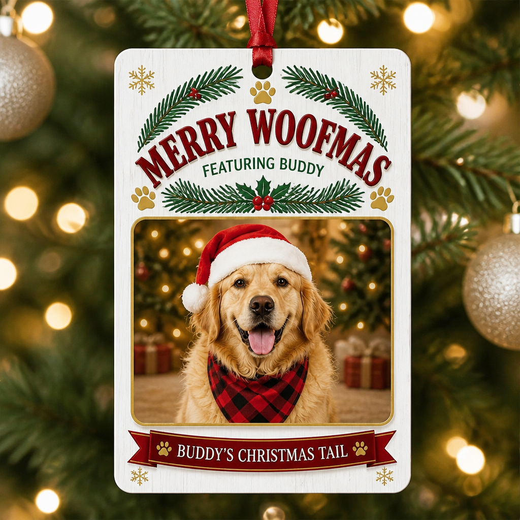 Merry Woofmas Photo Ornament (Name + Photo) - Personalized Ornament 07500951-95af-46a6-ad59-773fe5ef0b01.png