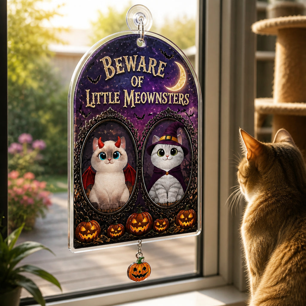 Beware of Little Meownsters Pet Photo Garden Flag - Personalized 1 Layered Suncatcher with Charm 0773012b-1c1f-4117-b54d-3629d41af847.jpg