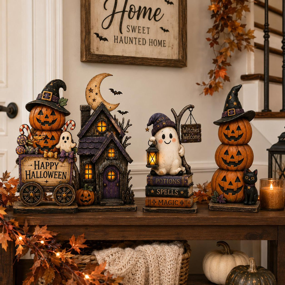 Personalized Halloween Wooden Block, Lighted Haunted House Family Name Decor, Trick or Treat Pumpkin Shelf Decor, Spooky Fall Gift 0778d1e0-8281-4166-a092-7f68846337cb-2.jpg