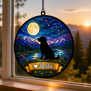 Twilight Mountains Personalized Dog Suncatcher - Personalized Suncatcher Stained Glass 077e333e-cc14-41fb-8dc7-c302382f795f.jpg