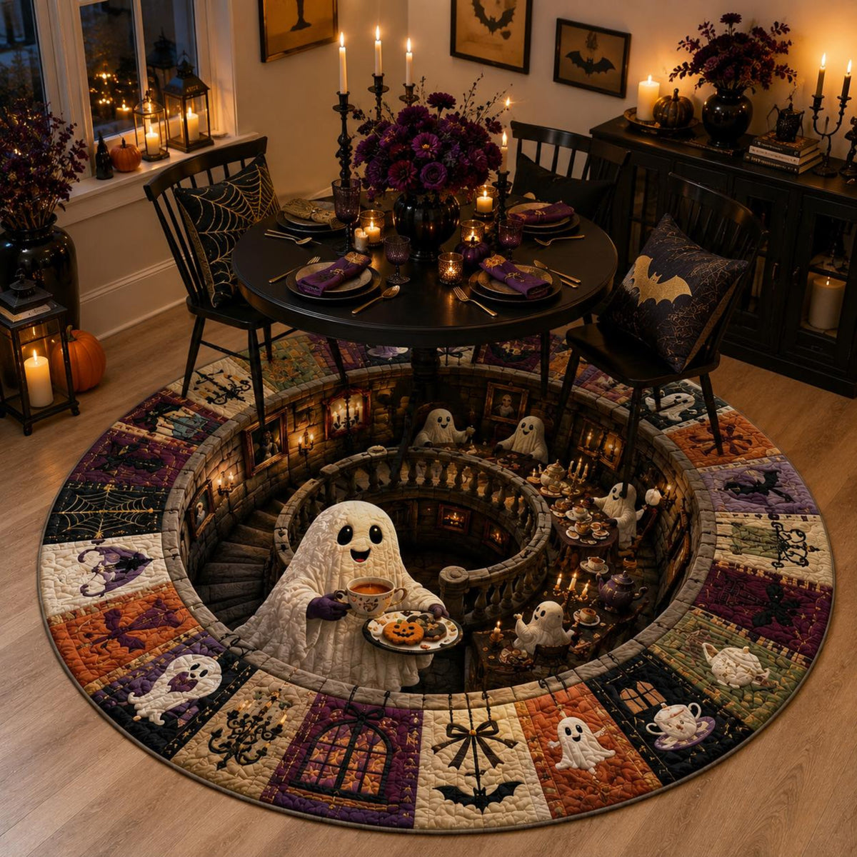 Ghost Halloween Round Rug, 3D Illusion Haunted House Rug, Cute Spooky Ghost Floor Mat, Halloween Kids Room Decor, Ghost Lover Gift 079b7c84-561b-4a15-9525-416997d04842-3.jpg