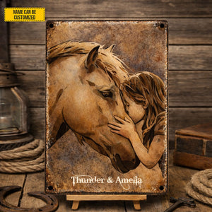 Personalized Horse & Baby Girl Metal Sign Personalized Gift For Horse Lovers, Gift For Daughter, Housewarming Gift