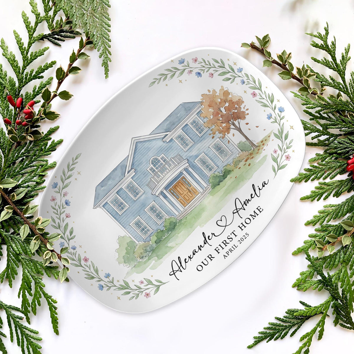 Personalized House Portrait Platter: Custom Home Watercolor, New Home Gift 07bb51bc-a937-4f85-96a4-6ebffeee7a3c-5.jpg