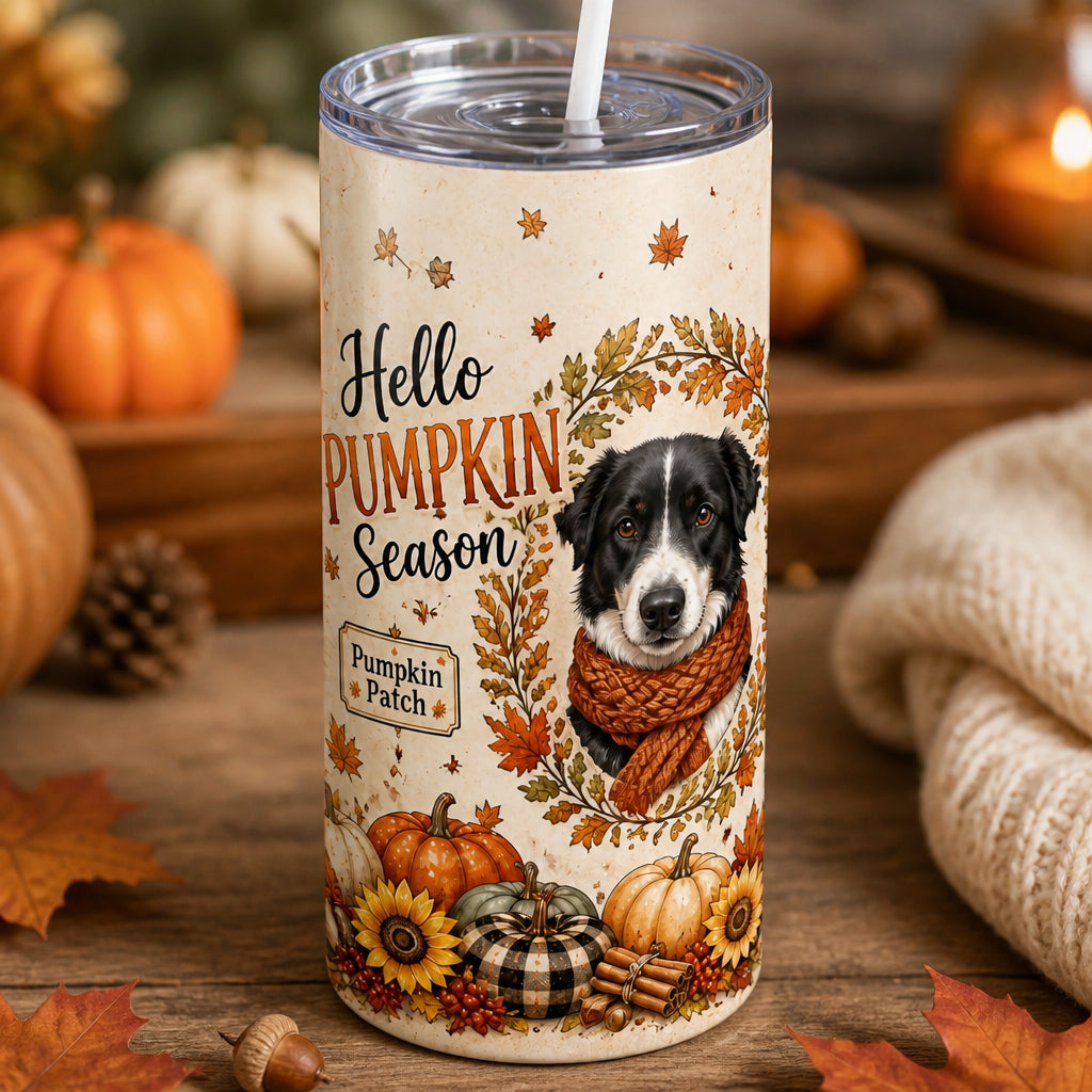 Hello Pumpkin Season Custom Pet Portrait Skinny Tumbler - Personalized Tumbler 07be1457-fbdc-4038-815f-3910a858cdba.jpg