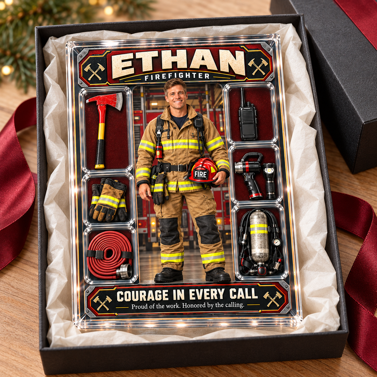 Personalized Firefighter Acrylic Block – Custom Photo & Name Fireman Figure, Fire Station Decor & Firefighter Appreciation Gift 07df36c0-5669-4e0a-a7ce-a6055b1ef35e-Personalized-firefighter-plaque-in-a-gift-box-3.png