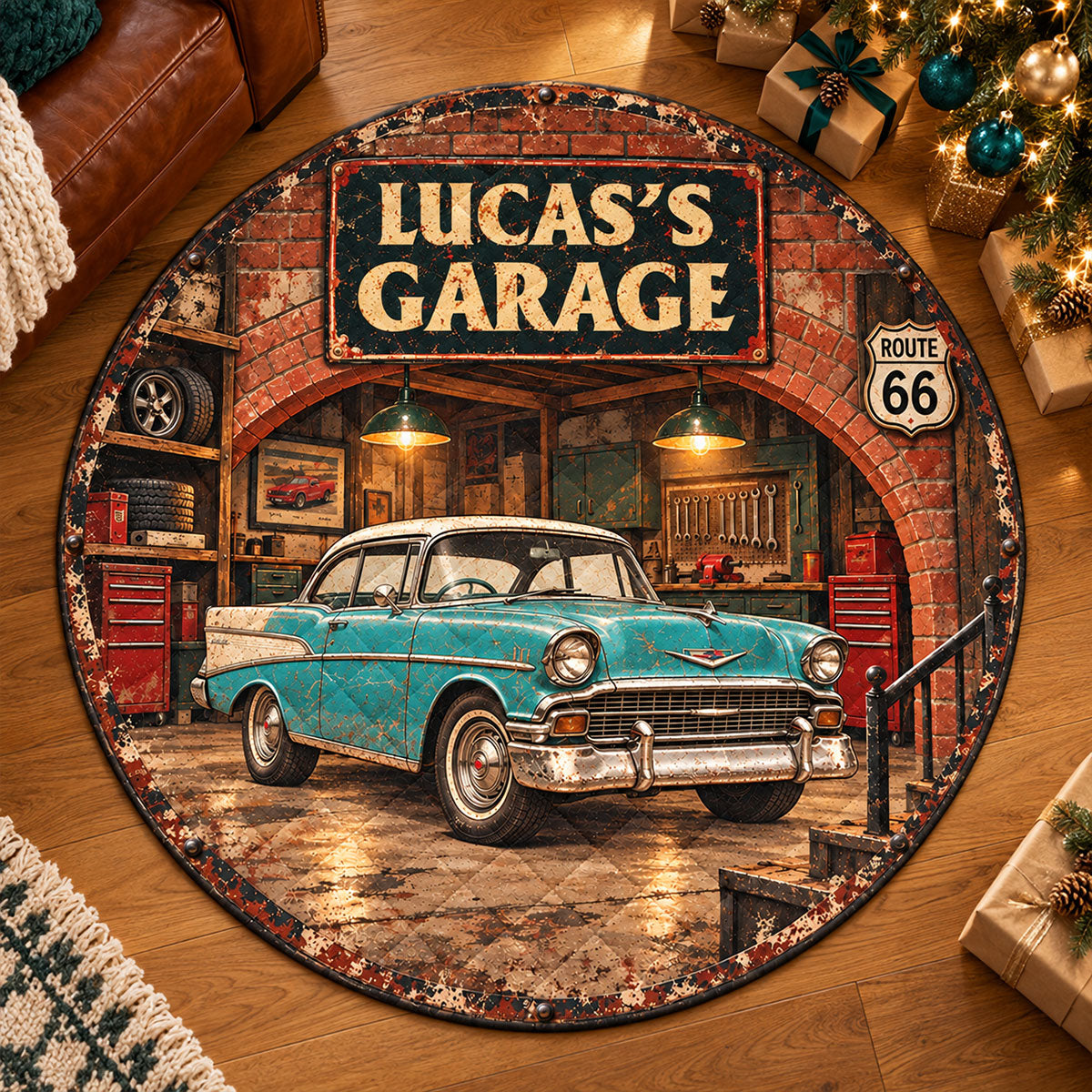 Custom Photo Vinatge Car Garage Merry Christmas 3D Illusion Quilted Rug - Personalized Quilted Mat 07eb8aad-9612-4d9e-99c2-b589f999dff7-1.jpg