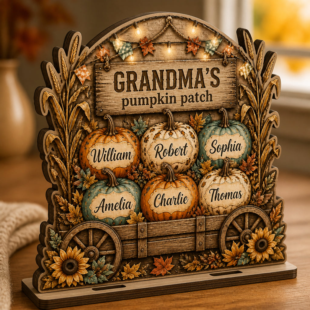 Grandparent's Pumpkin Patch Wagon – Personalized Wood Table Sign - Personalized Wooden custom shape Standing 2 layer (5mm) 07f9e7e7-2d1e-448b-aed7-24eff9645e1c.jpg