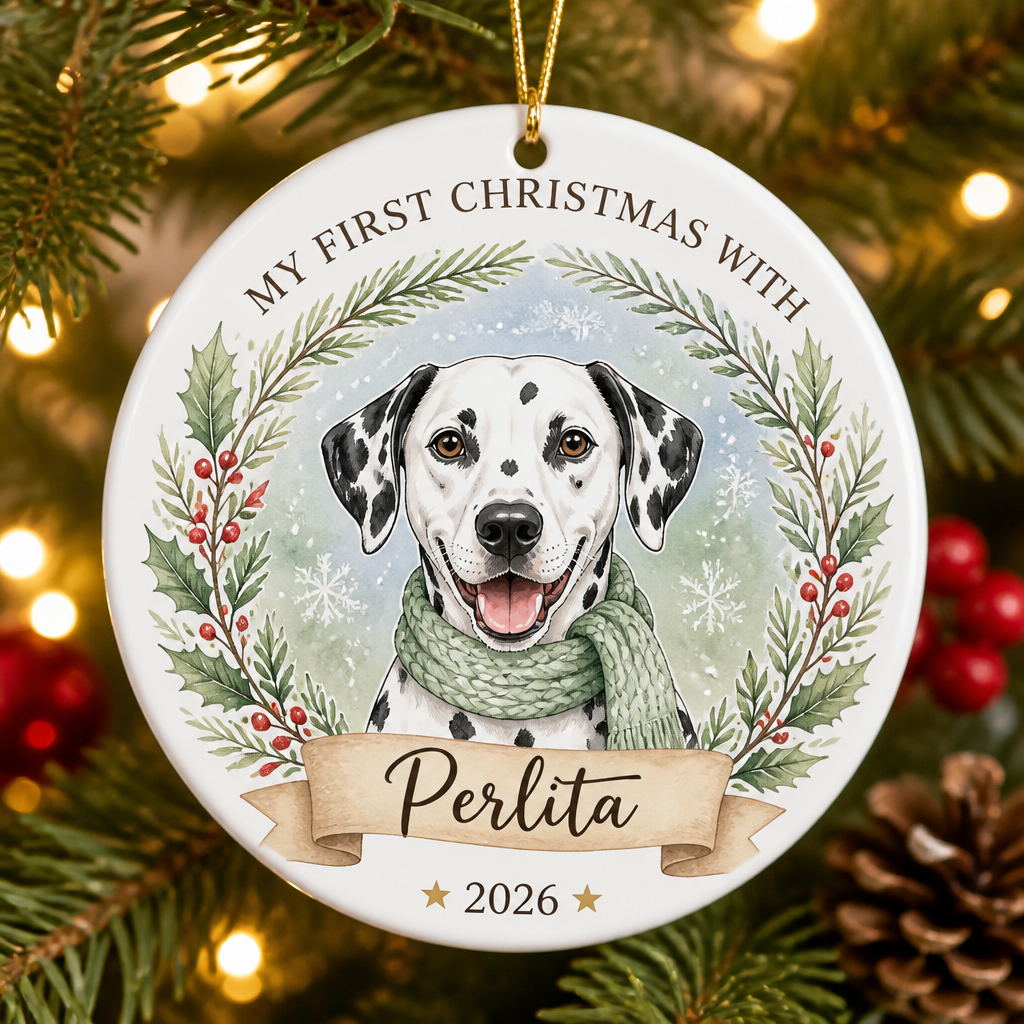 My First Christmas With [Pet Name] – Custom Pet Portrait Ornament - Personalized Ornament 0802e6e1-d5e6-4cff-bfd8-45af62207123.png
