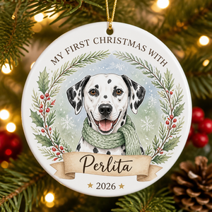 My First Christmas With [Pet Name] – Custom Pet Portrait Ornament - Personalized Ornament 0802e6e1-d5e6-4cff-bfd8-45af62207123.png