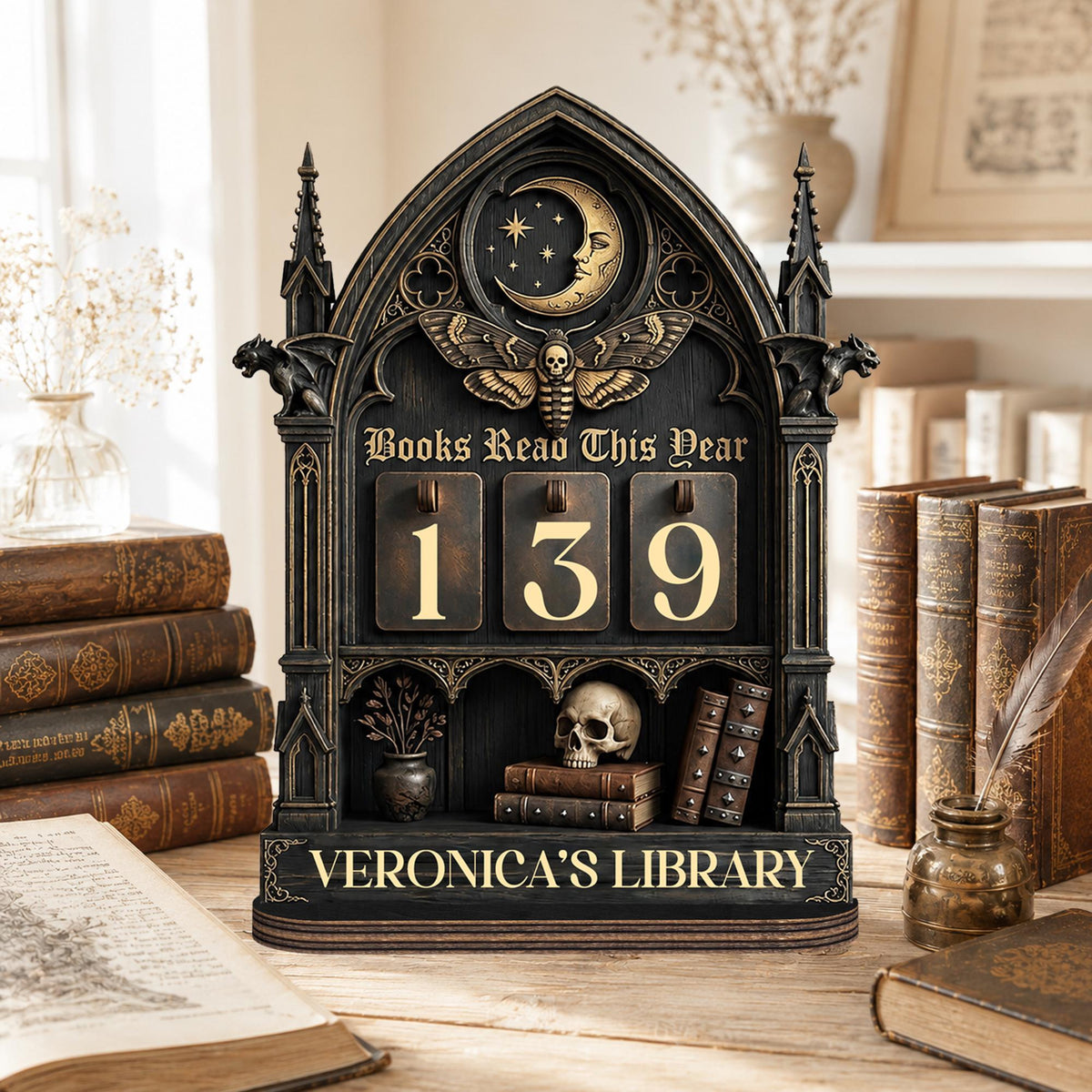 Personalized Gothic Book Tracker Sign, Books Read This Year Tracker, Dark Academia Library Decor, Custom Reader Gift, Gothic Bookshelf Decor 083708db-33bc-4db8-bc26-608eebdca015-1.jpg