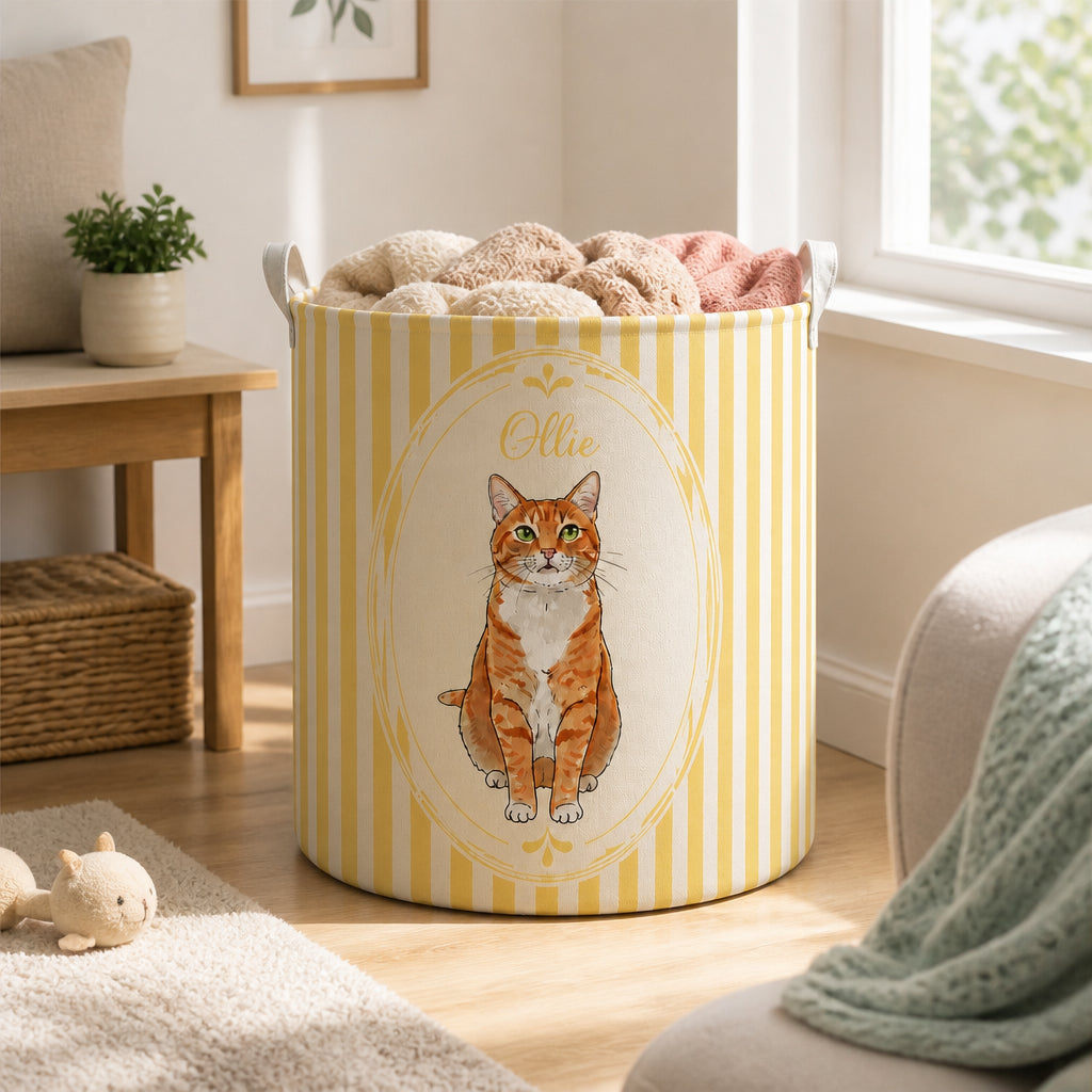 Custom Pet Portrait Laundry Hamper – Watercolor Cameo Wreath - Personalized Storage Bag 0853400d-9156-4901-9d36-23b0d5c94775.jpg
