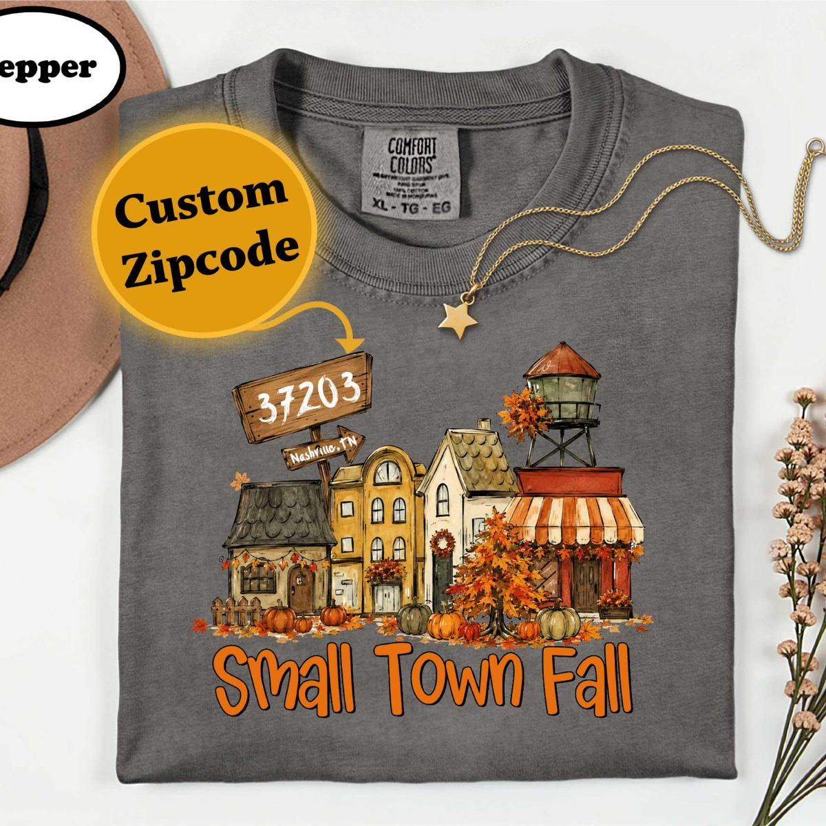 Personalized Small Town Fall Shirt, Custom Zip Code Comfort Colors Tee, Rustic Autumn Village Graphic, Fall Sweatshirt Hometown Gift for Mom 085b5e83-ad2d-4628-abb3-c5f4c8576d3f-5.png