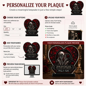 Gothic Skeleton Lovers Heart Plaque – From Our First Kiss… (Personalized Names) - Personalized Heart Shaped Acrylic Plaque 0866d971-f4ac-410e-b750-7ca1298bb4bb.jpg