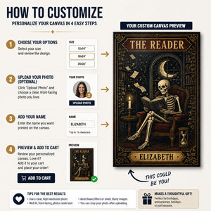 The Reader Personalized Name Canvas – Gothic Skeleton Book Lover Wall Art - Personalized Canvas 0877d01f-0ff8-4dd4-864b-338e1fe4692c.jpg