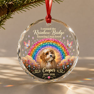 Rainbow Bridge Pet Memorial Crystal Ornament – Photo, Name & Years - Personalized Crystal Ornament 088348ed-e8a4-4aae-92ed-4b3ec0b0630f.jpg