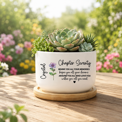 70th Birthday Gifts For Women, Personalized 70th Birthday Flower Pot Gift, Custom Name Chapter 70 Planter