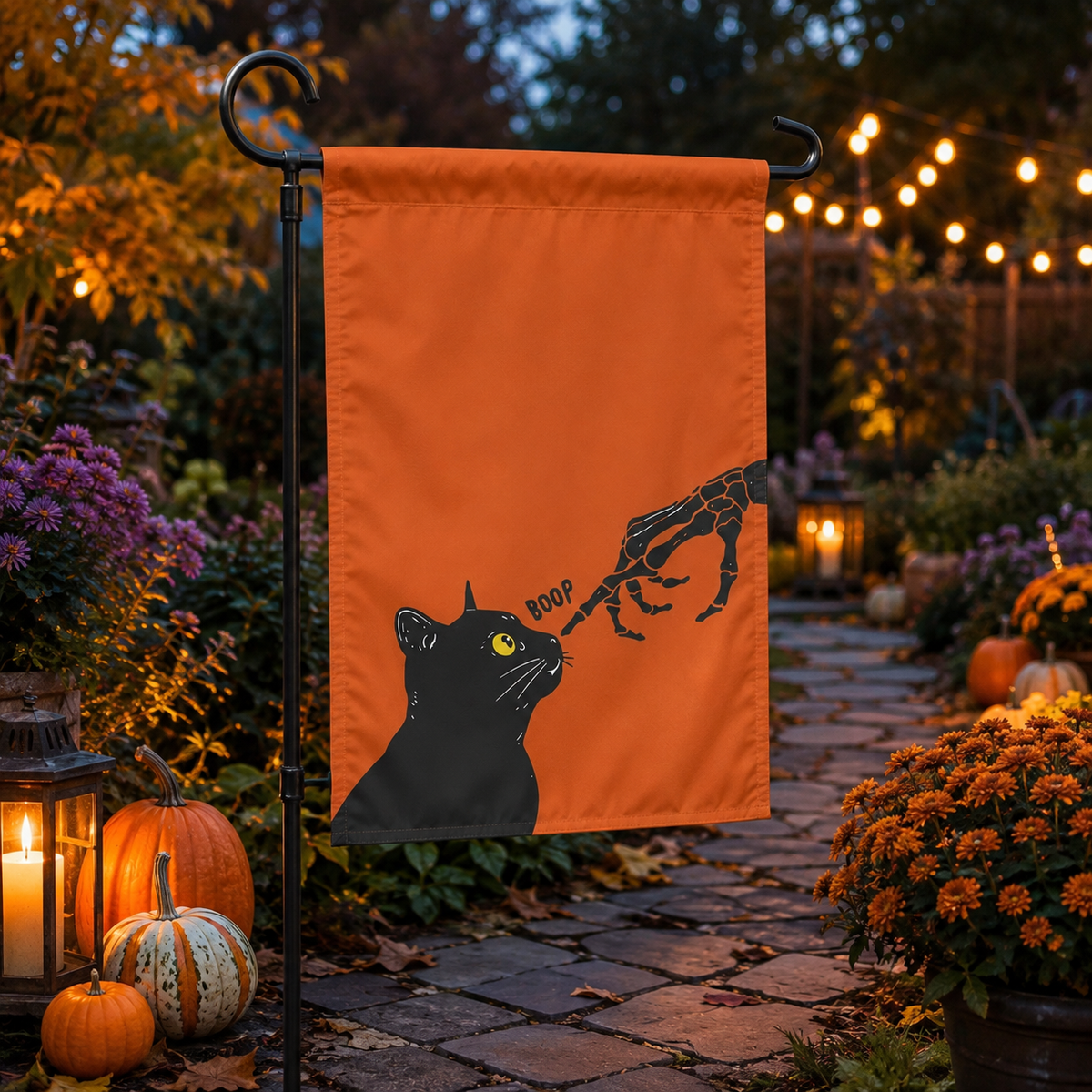 Black Cat Garden Flag Cute Halloween Porch Decor with Skeleton Hand Funny Boop Cat Gift Idea for Cat Lovers Outdoor Spooky Yard Banner 089b5faa-297d-410a-9eb3-e5e68d7d93cc-banner-1.png