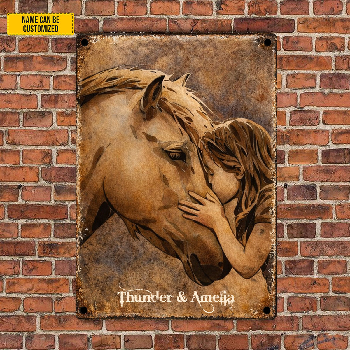 Personalized Horse & Baby Girl Metal Sign Personalized Gift For Horse Lovers, Gift For Daughter, Housewarming Gift