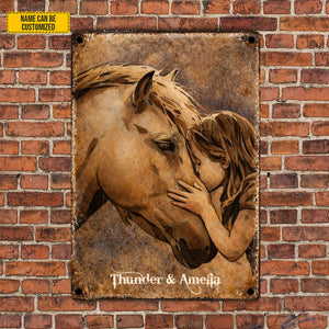 Personalized Horse & Baby Girl Metal Sign Personalized Gift For Horse Lovers, Gift For Daughter, Housewarming Gift