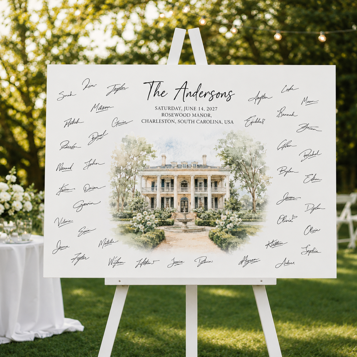 Custom Venue Watercolor Wedding Sign Illustration - Personalized Poster - Wedding Gift 08c5d7f6-7404-4e65-80f8-d60c56b7f1c2-banner-1.png