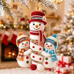 Cute Snowman Grandma & Grandkids - Personalized Acrylic Ornament - Christmas Gift for Grandma, Granddaughter, Grandson 08c7d47c-3426-4396-9d41-7615039ed966-banner-1.png