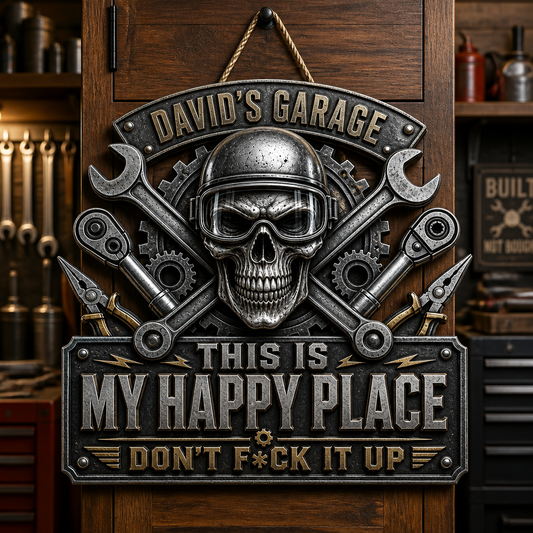Personalized Garage Skull Metal Sign — This Is My Happy Place - Personalized Cut Metal Sign UV Printed 08e0caf9-3447-4ca0-a70e-c5a00893366b.png