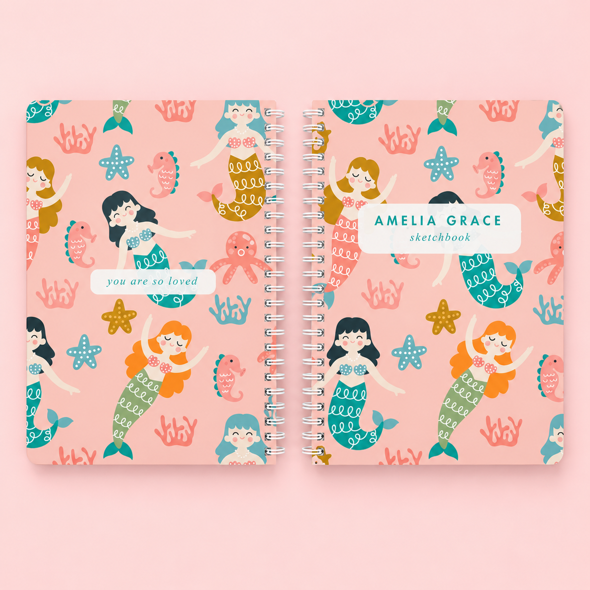 Personalized Book for Girls, Custom Spiral Lined Notebook or Blank Sketchbook, Unicorns, Mermaids, Rainbow, Gift For Kid 08f00b47-242e-45bd-b65c-d7cac37b1125-s3.png
