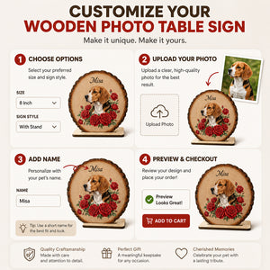 Custom Pet Portrait Wood Table Sign – Floral Wreath - Personalized Wooden Photo Table Sign 08ff2129-8def-4f26-a0bb-06745749c73a.jpg
