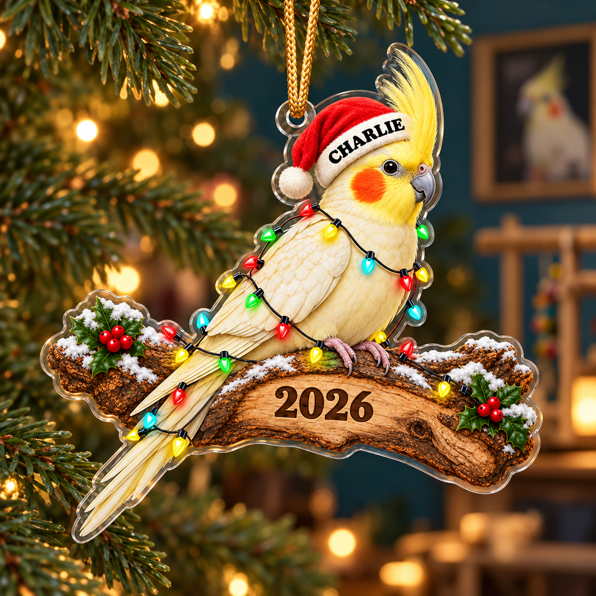 Personalized Cockatiel Christmas Ornament – Custom Name & Year, Santa Hat Pet Bird Keepsake, Christmas Gift for Bird Lovers 08ffc2e9-1ab5-4b51-9a78-8a56e7dfe44a-Lutino-Cockatiel-Christmas-Tree-Ornament-2.png