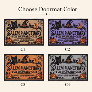 Witch Cat Welcome Mat, Salem Sanctuary Personalized Halloween Doormat, Custom Family Name Wayward Cats Sign, Cat Lover Porch Fall Decor 09338dc5-f625-4300-8eb5-9feed0169803-hgfhfgh-1-.jpg