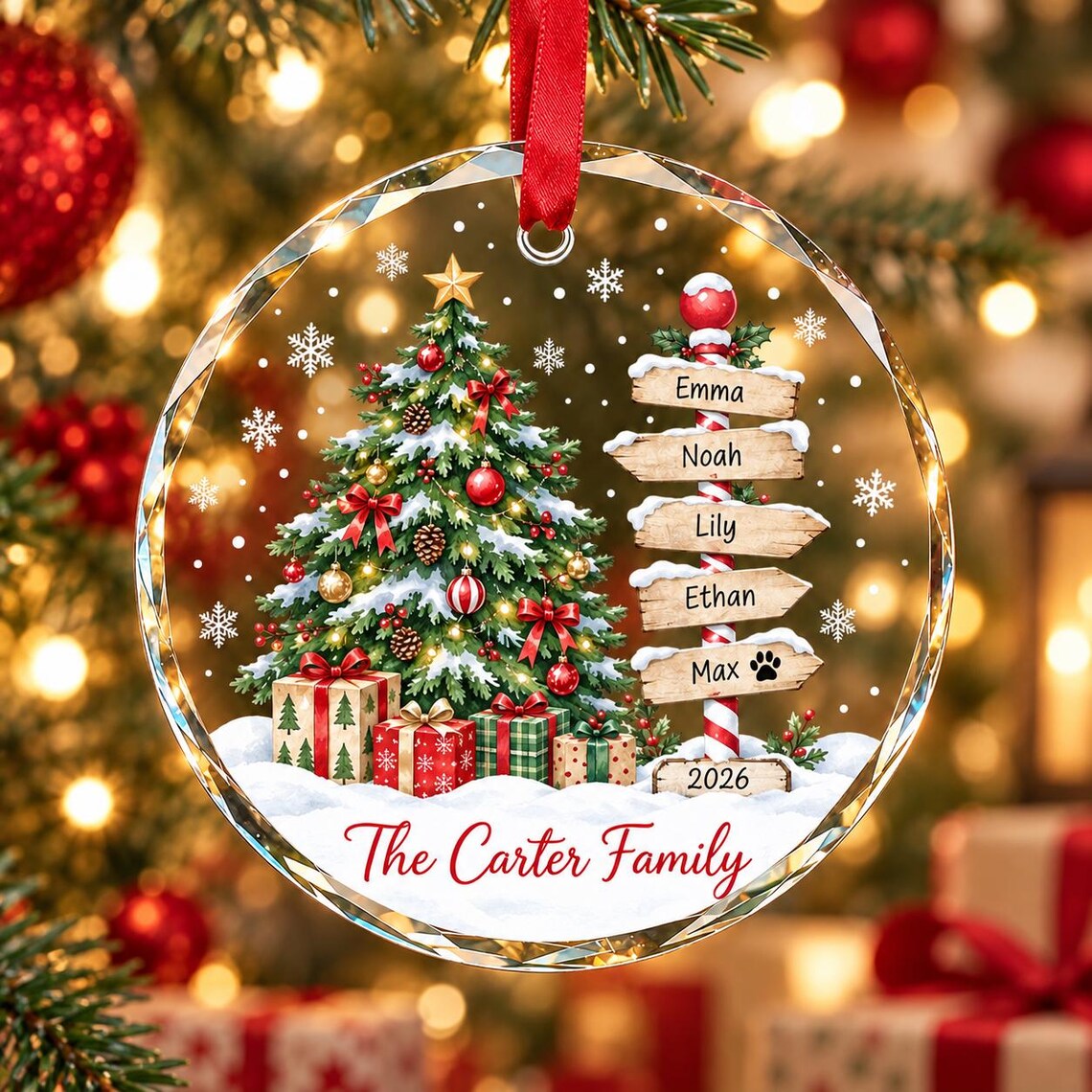 Personalized Family Glass Ornament, Custom Christmas Tree Signpost Keepsake With Kids Names, Pet Name and Year 09396267-7c3b-4d9d-9891-650dbbf8cc9b-2.jpg