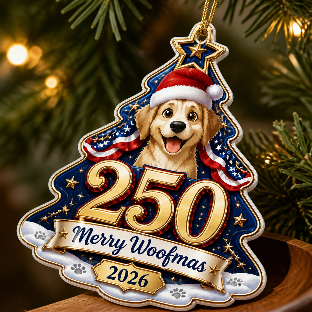 250 Merry Woofmas 2026 Tree-Shape Ornament - Shape Ornament 09785fac-1b6e-4193-b673-ed6f73a02b22.jpg