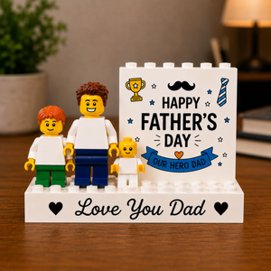 Our Hero Father's Day Personalised Minifigure Gift for Dad, Custom Family Keepsake Figures, Sentimental Gift for Best Daddy