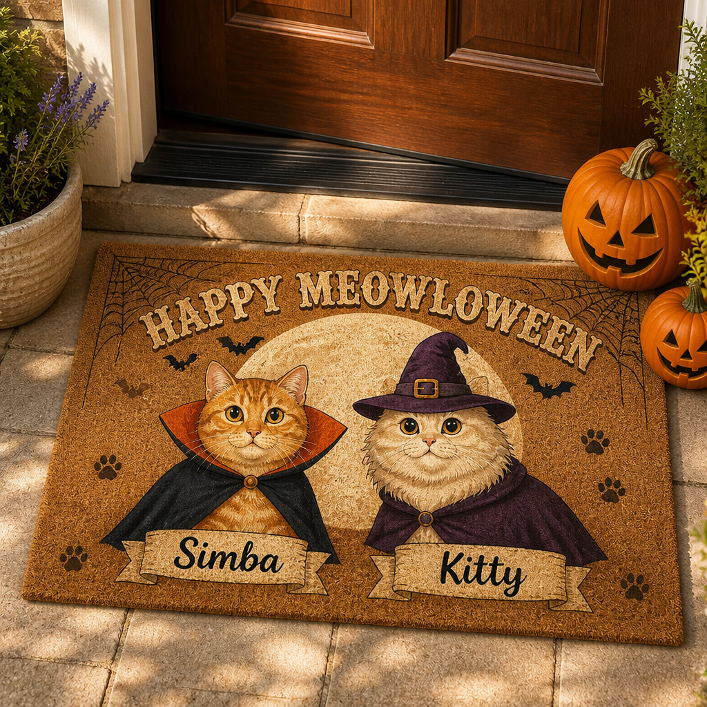 Happy Meowloween Custom Cat Photo Doormat - Personalized Doormat 097f04bc-fbc2-4b7c-82e4-12404b049d2c.png