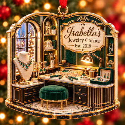 Personalized Jewelry Corner Christmas Ornament – Custom Name & Year, Jewelry Maker Gift for Her, Jewelry Designer Christmas Gift 0991a810-bb69-4bc0-85c7-be61b343dfbe-Isabella-s-Jewelry-Corner-Ornament.png