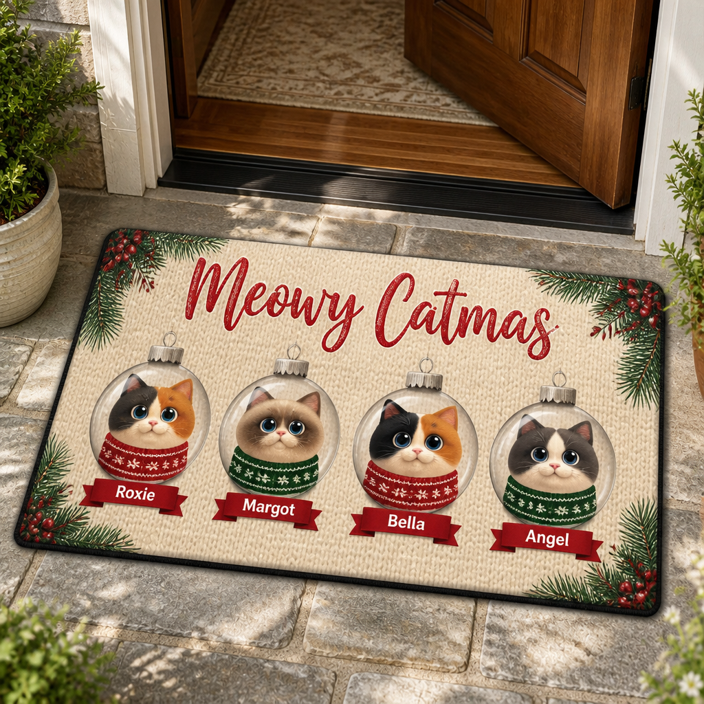 Meowy Catmas Custom Pet Photo Doormat - Personalized Doormat 0994e5be-d2f1-43fc-8b2a-3ac309b6b95f.png