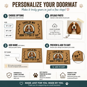 Happy Place Dog Doormat – Custom Pet Portrait & Name - Personalized Doormat 09a2170f-b520-4ece-adcb-7c5fddd568d5.jpg