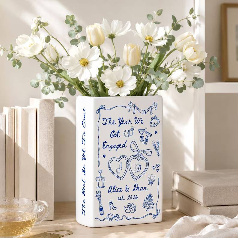 Personalized Engagement Gifts, The Year We Got Engaged Ceramic Book Vase, Custom Couple Name Wedding Gifts, Bride to Be Gift, Newlyweds Gift 09a6d8ee-a771-40d3-8ca9-02b6f7619dc0-uilio-6-.jpg