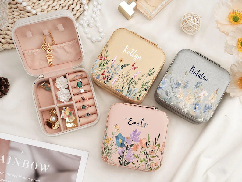 Personalized Travel Jewelry Box, Floral PU Leather Mini Organizer Case, Custom Name Bridesmaid Gift, Birthday & Holiday Gift for Women 09a7759f-91f5-4f3f-8232-990035da98c9-dfhdfdhdgh-1-.jpg