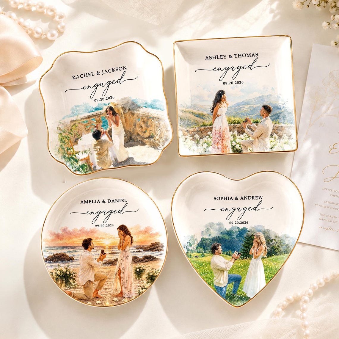 Custom Engagement Ring Dish, Proposal Photo Trinket Tray, Watercolor Couple Portrait Gift, Engaged Ornament, Engagement Gift For Her 09ba43ad-2b2f-4f7d-b1e4-3416334c18c1-3.jpg