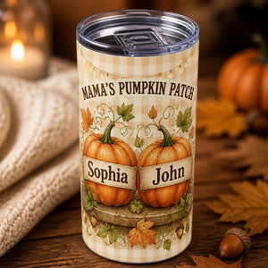 Mama's Pumpkin Patch Personalized Tumbler – 2 Names - Personalized Tumbler 09cc33ec-f511-4dd8-ab63-c89f63582a0b.jpg