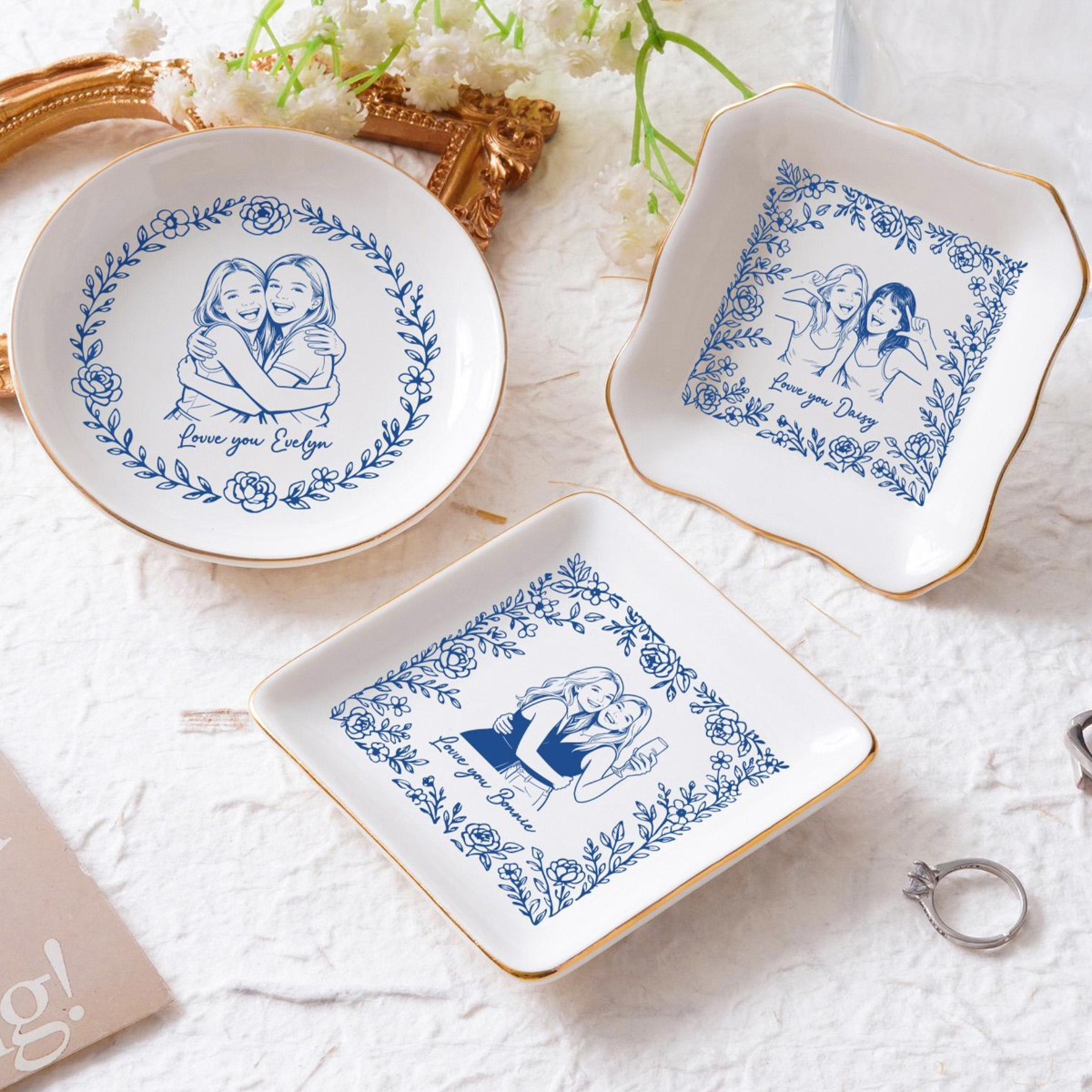 Personalized Bestie Photo Jewelry Dish, Toile De Jouy Jewelry Dish, Wedding Gift for Couple, Bridesmaid Gift 09db4f78-4acb-4d2d-aa17-d779c253033b-2.png