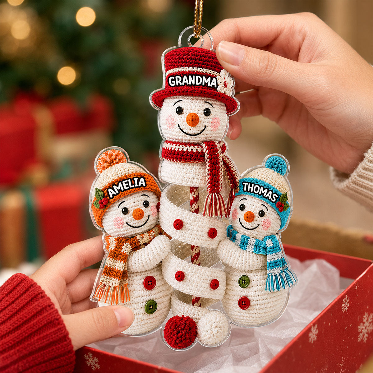Cute Snowman Grandma & Grandkids - Personalized Acrylic Ornament - Christmas Gift for Grandma, Granddaughter, Grandson 09e61e4f-d972-4a86-8a5a-a98eb0b5ecae-5.jpg