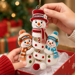 Cute Snowman Grandma & Grandkids - Personalized Acrylic Ornament - Christmas Gift for Grandma, Granddaughter, Grandson 09e61e4f-d972-4a86-8a5a-a98eb0b5ecae-5.jpg