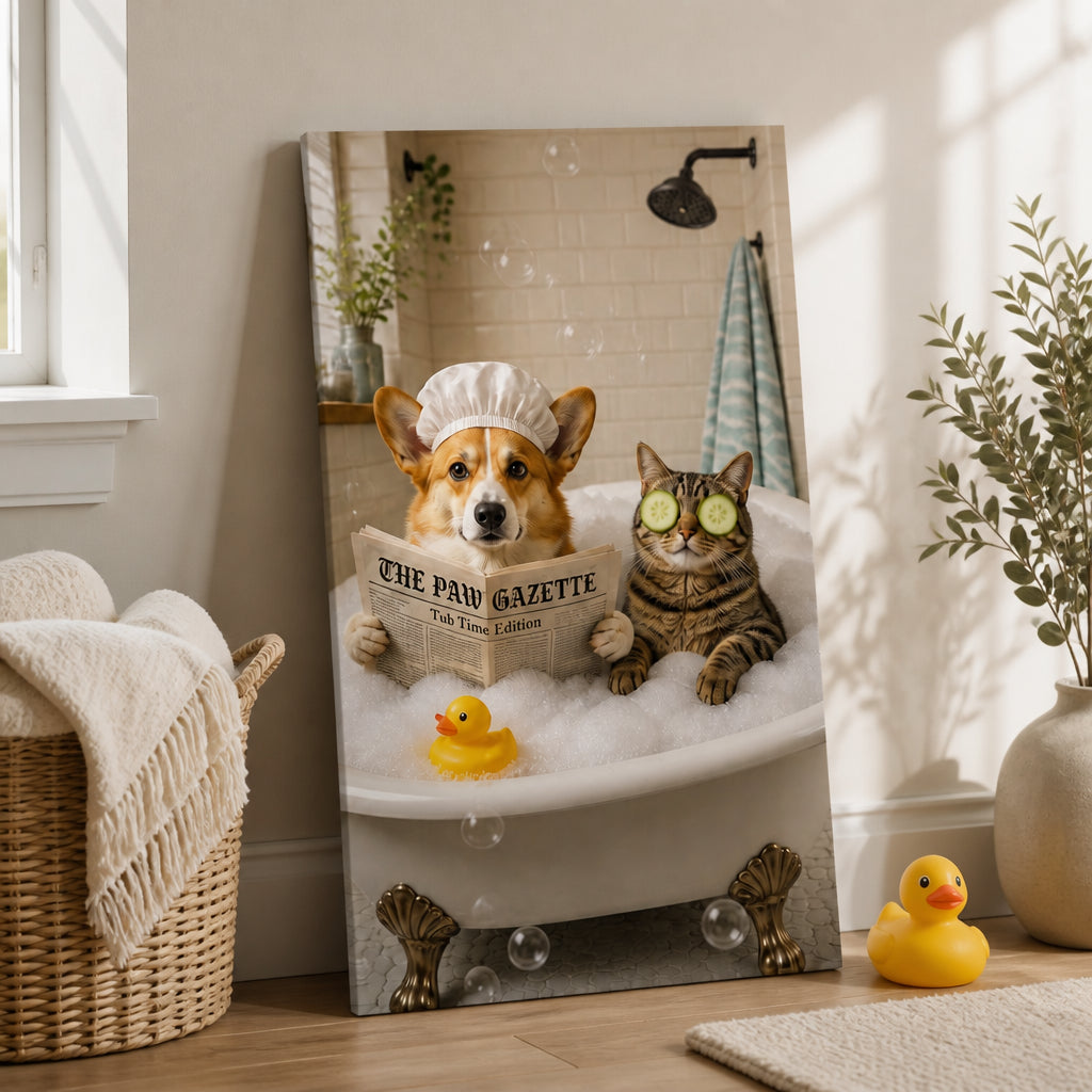 Funny Bathroom Pet Canvas – The Paw Gazette Tub Time - Canvas 09eebe0f-fe3f-453f-9853-de8ba8c600f5.jpg