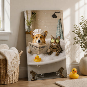 Funny Bathroom Pet Canvas – The Paw Gazette Tub Time - Canvas 09eebe0f-fe3f-453f-9853-de8ba8c600f5.jpg