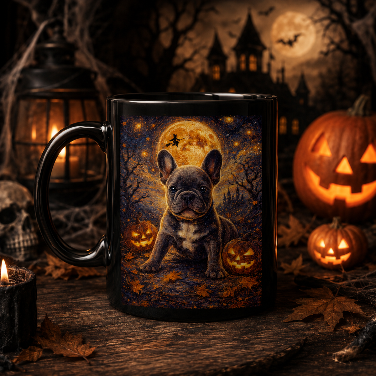 Custom Pet Dog Cat Portrait Halloween Van Gogh Art - Personalized Mug