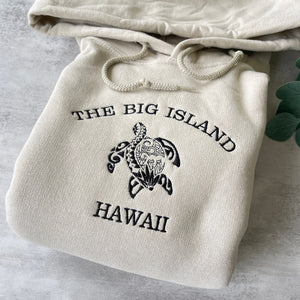 Embroidered The Big Island Hawaii Sweatshirt, Hawaii Hoodie, The Big Island Crewneck Sweatshirt, Graphic Sweatshirt, Trendy Sweatshirt