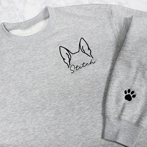 Embroidered Dog Ear Personalized Crewneck Sweatshirt / Crewneck Sweatshirt For Dog Mom's / Gift For Dog Lover
